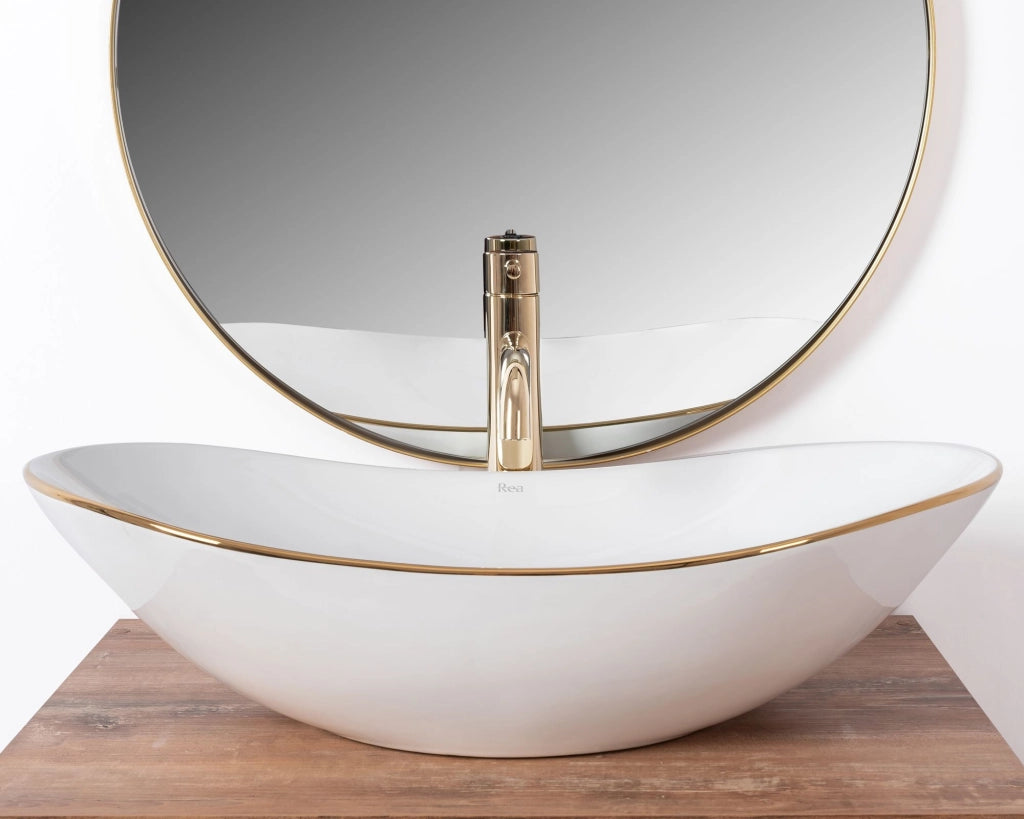 Lavabo Da Appoggio Rea Royal Gold Edge