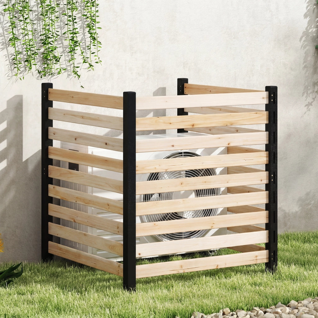 Recinzione da giardino in legno design a doghe pannelli frangivista, 3 Pannelli per recinzione decorativa con 3 picchetti da esterno