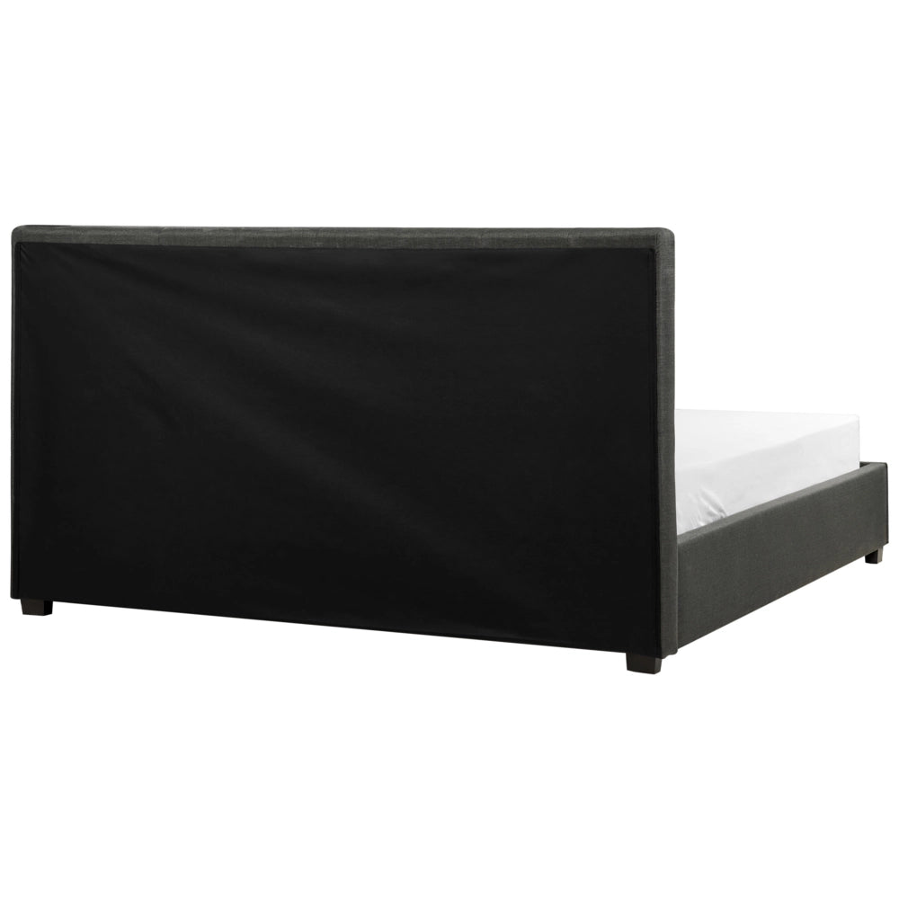 Letto contenitore matrimoniale imbottito grigio scuro con rete a doghe e cassetti 180 x 200 cm