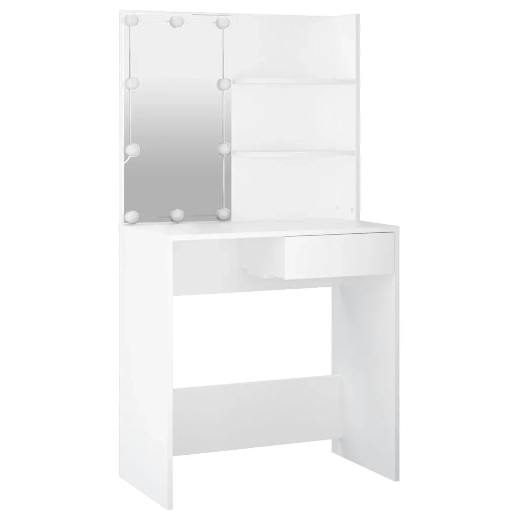 Set Tavolo da Toeletta Bianco con LED in Legno Multistrato 3114107