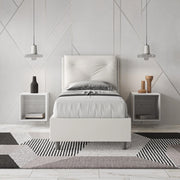 Letto singolo senza rete imbottito 80x190 similpelle bianco Appia