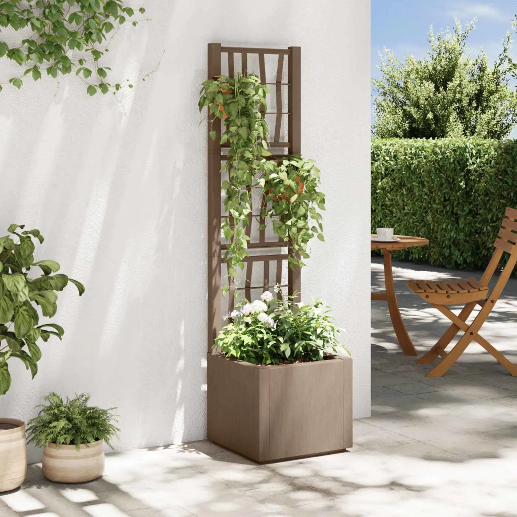 Vaso da Giardino con Trellis Marrone 36 x 36 x 140 cm PP 42036842