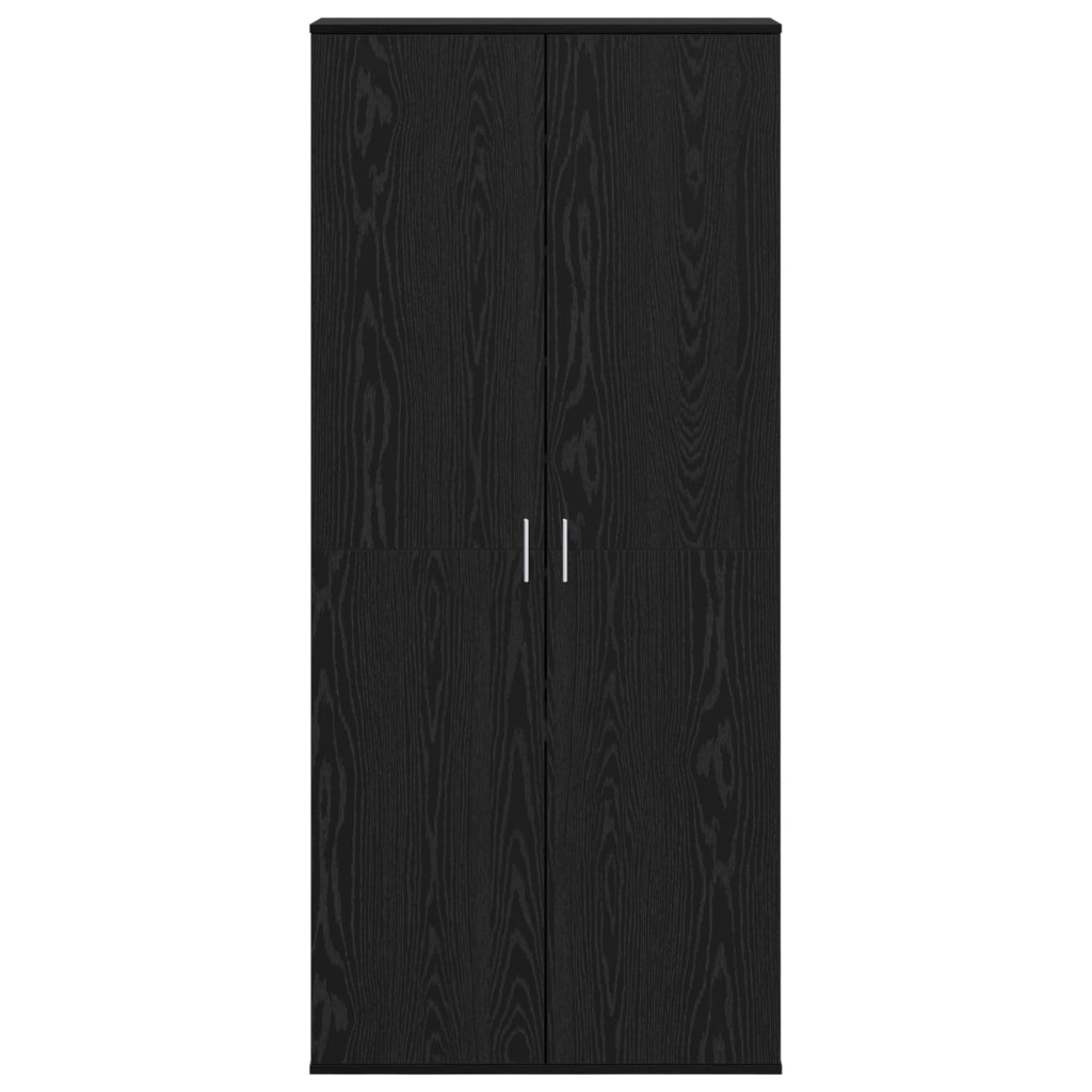 Highboard Rovere Nero 80x39x178 cm Legno Ingegnerizzato