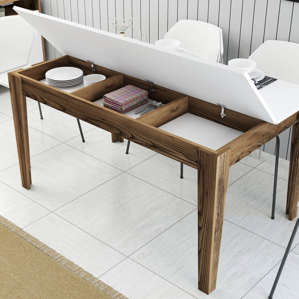 Viverone, Tavolo Fisso 6 Posti, 145x88x75h cm Marrone Noce