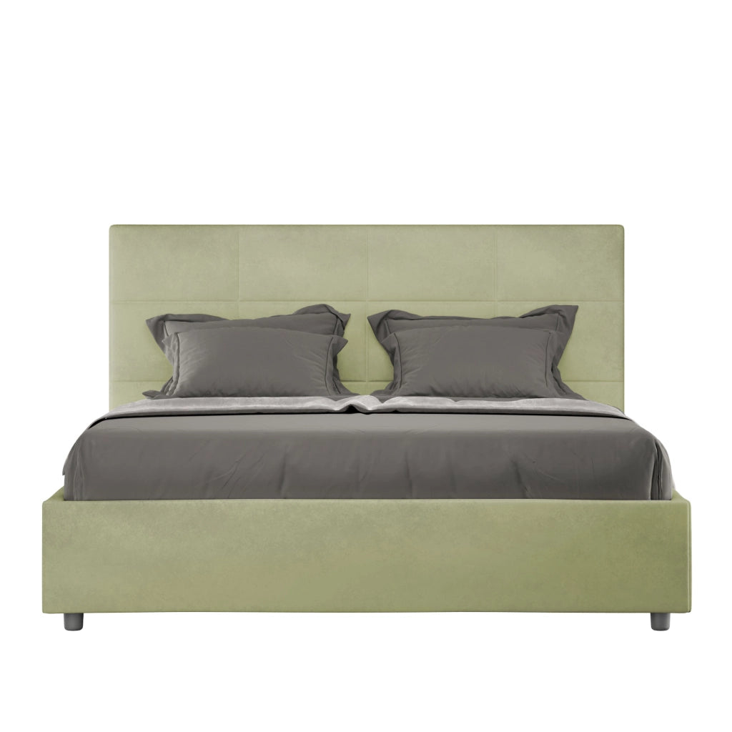 BS COM Letto una piazza e mezza contenitore imbottito 130x200 microfibra tè verde