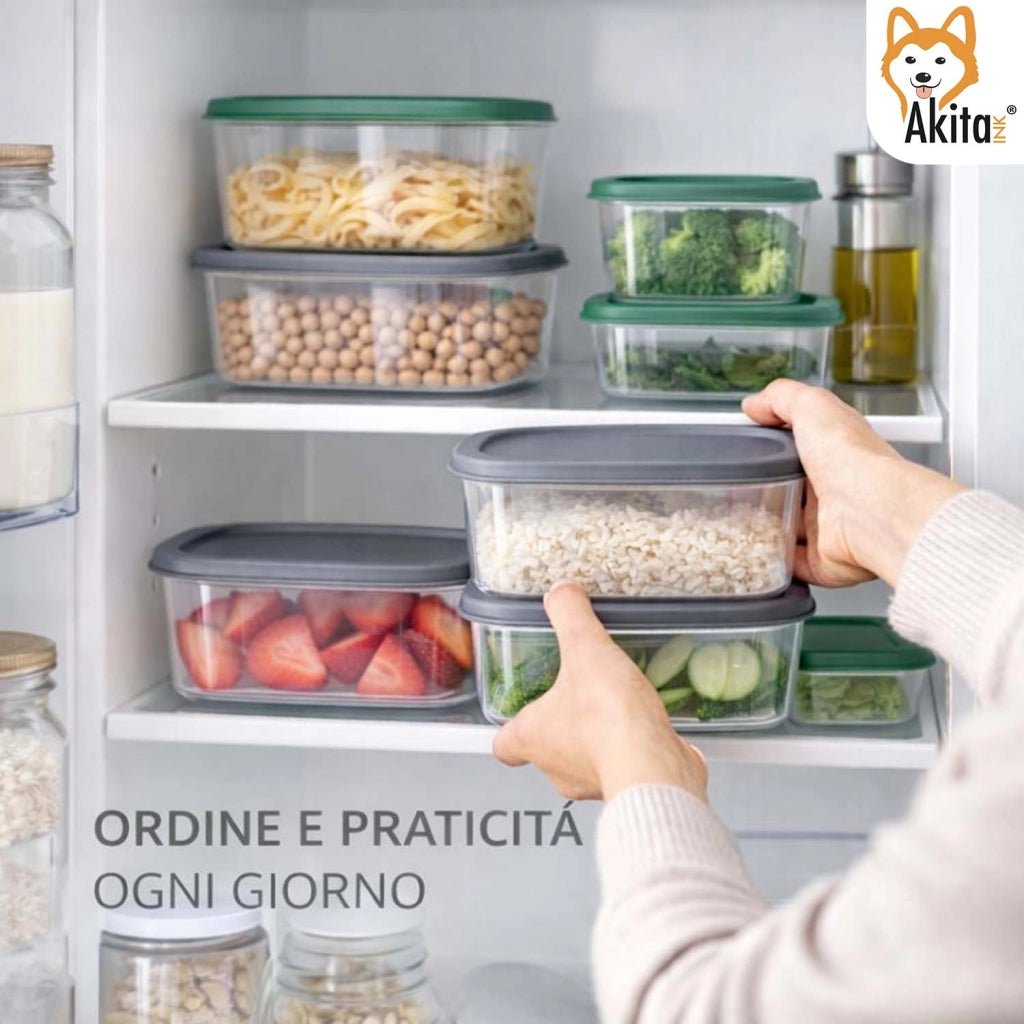 Akitaink 10 Contenitori Alimenti Rettangolari Coperchio
