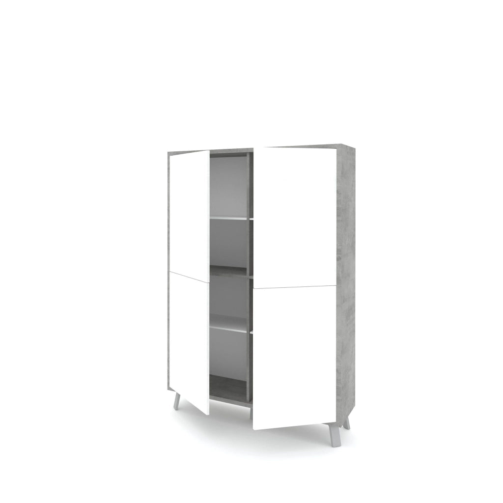 Credenza alta VELBRUK cemento/bianco pietra