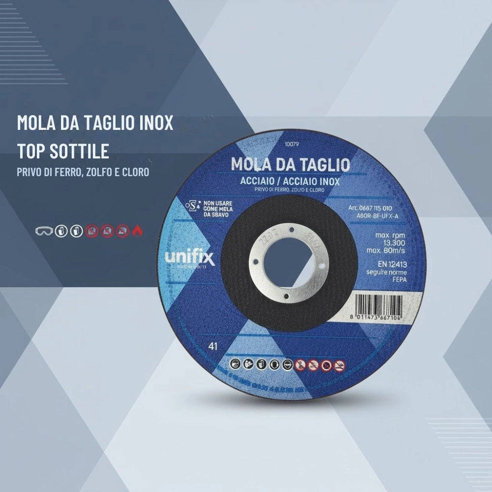 Disco taglio top sottile per acciaio inox lamiere sottili e materiale plastici *** misura Ø 230 x 2,5 x 22 mm, confe...