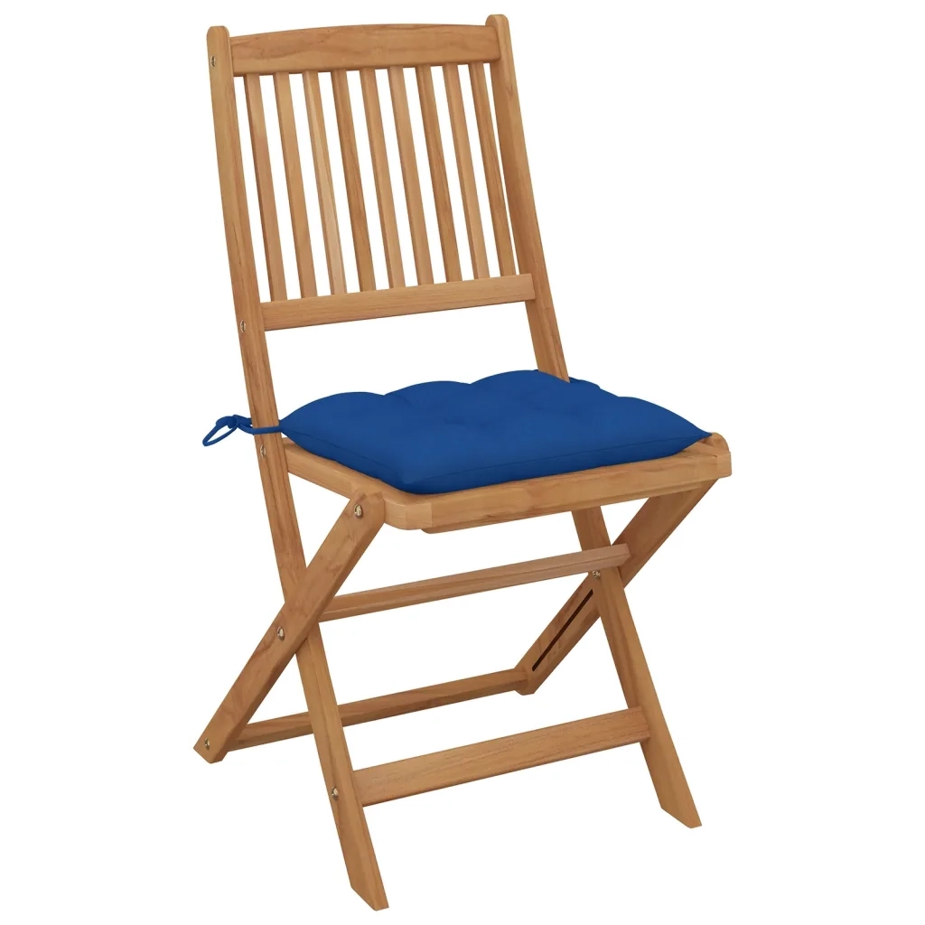 Sedie da Giardino Pieghevoli 8 pz con Cuscini Massello Acacia 3075046