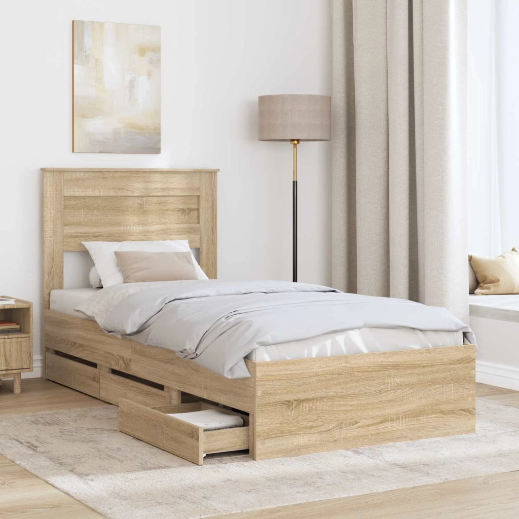 Struttura del letto con cassetto Rovere Sonoma 100 x 200 cm