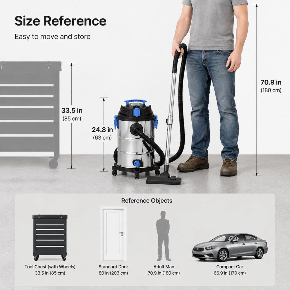 Wet And Dry Vacuum Cleaner 1200 W 30 L Silver