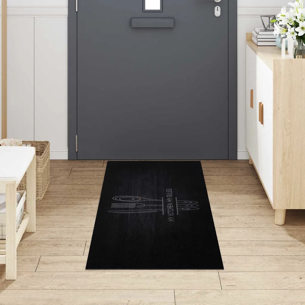 Tappeto da Cucina-Tappetino da Cucina Posate Nero 180 x 60 cm Velluto