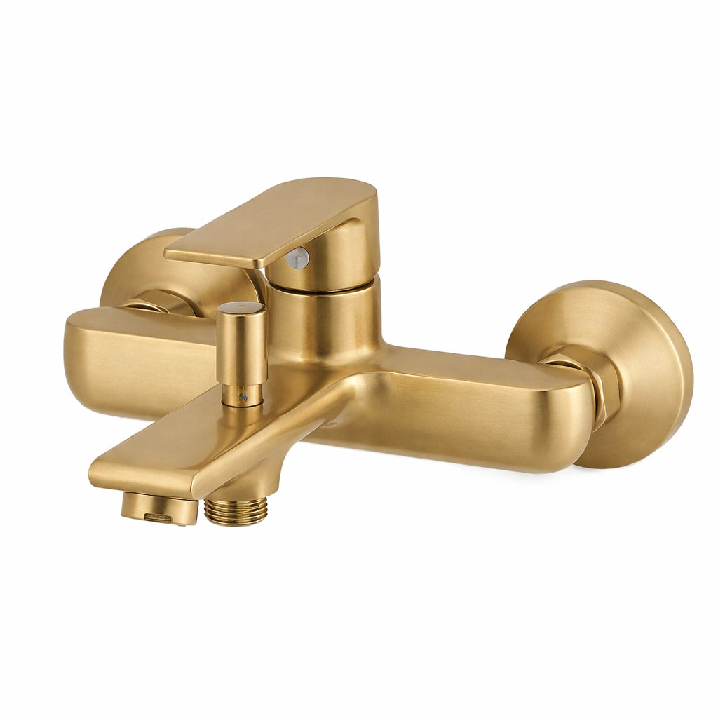 Rubinetto Miscelatore Vasca Bagno Oro Lucido da Parete + Deviatore Doccia  94019