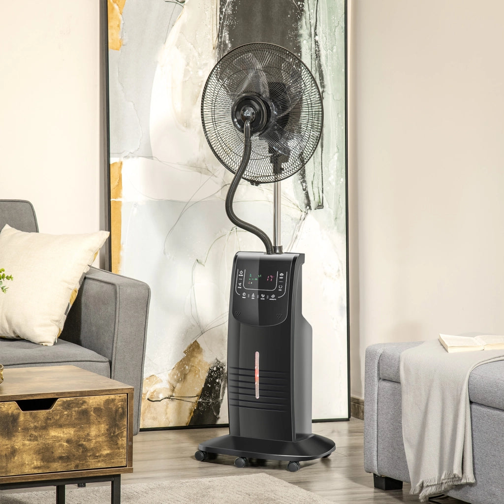 Ventilatore con Nebulizzatore 90 W ¨C zephmum ¨C Nero, Ruote, Telecomando, Timer, Oscillazione