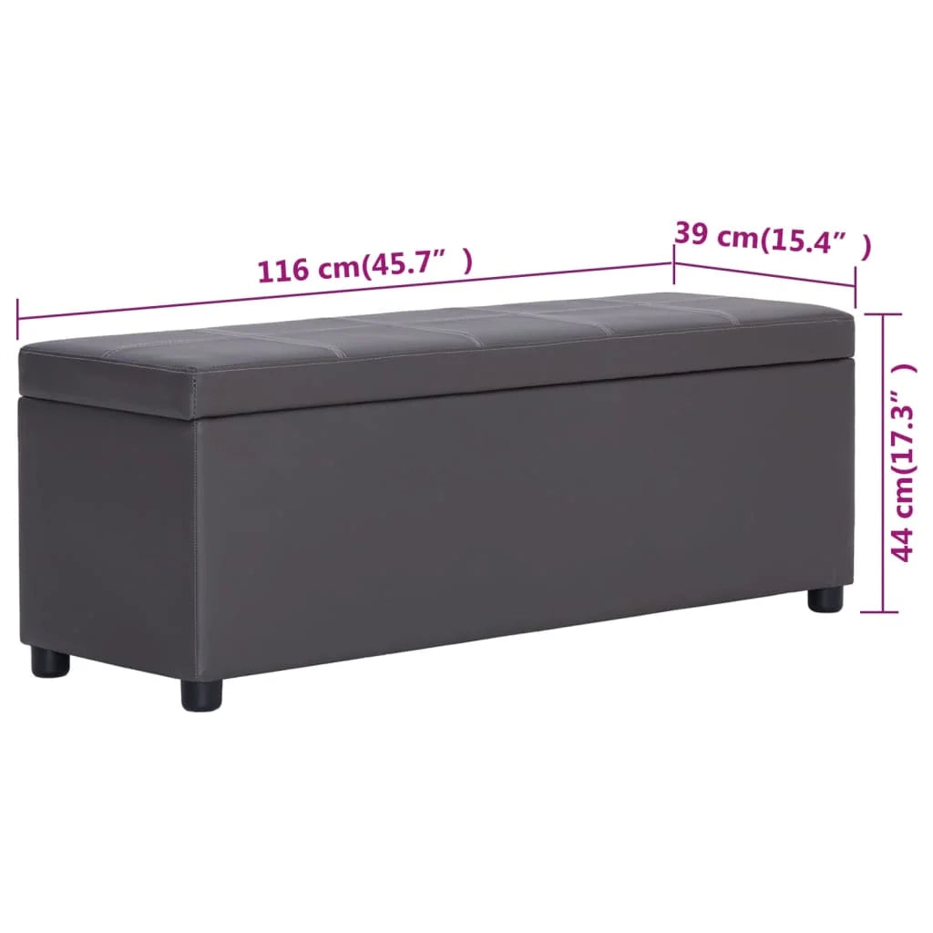 Panca con vano contenitore 116 cm similpelle grigia 02_0010839