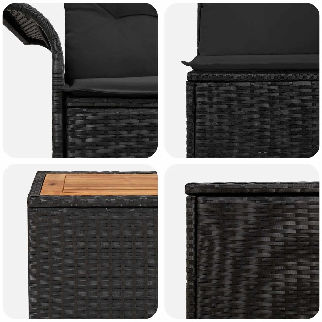 Set di divani 6 pz Nero Rattan sintetico e Acciaio 3447044
