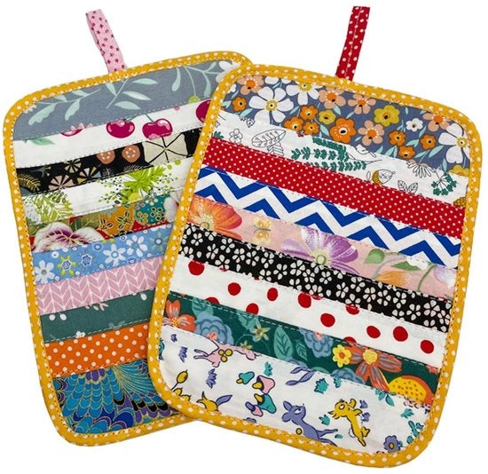 Pannelli di assorbimento 2 pezzi - Resistente al calore - Cotone - Patchwork - Lavabile - 22 x 17 cm - Pannelli di sottopiede