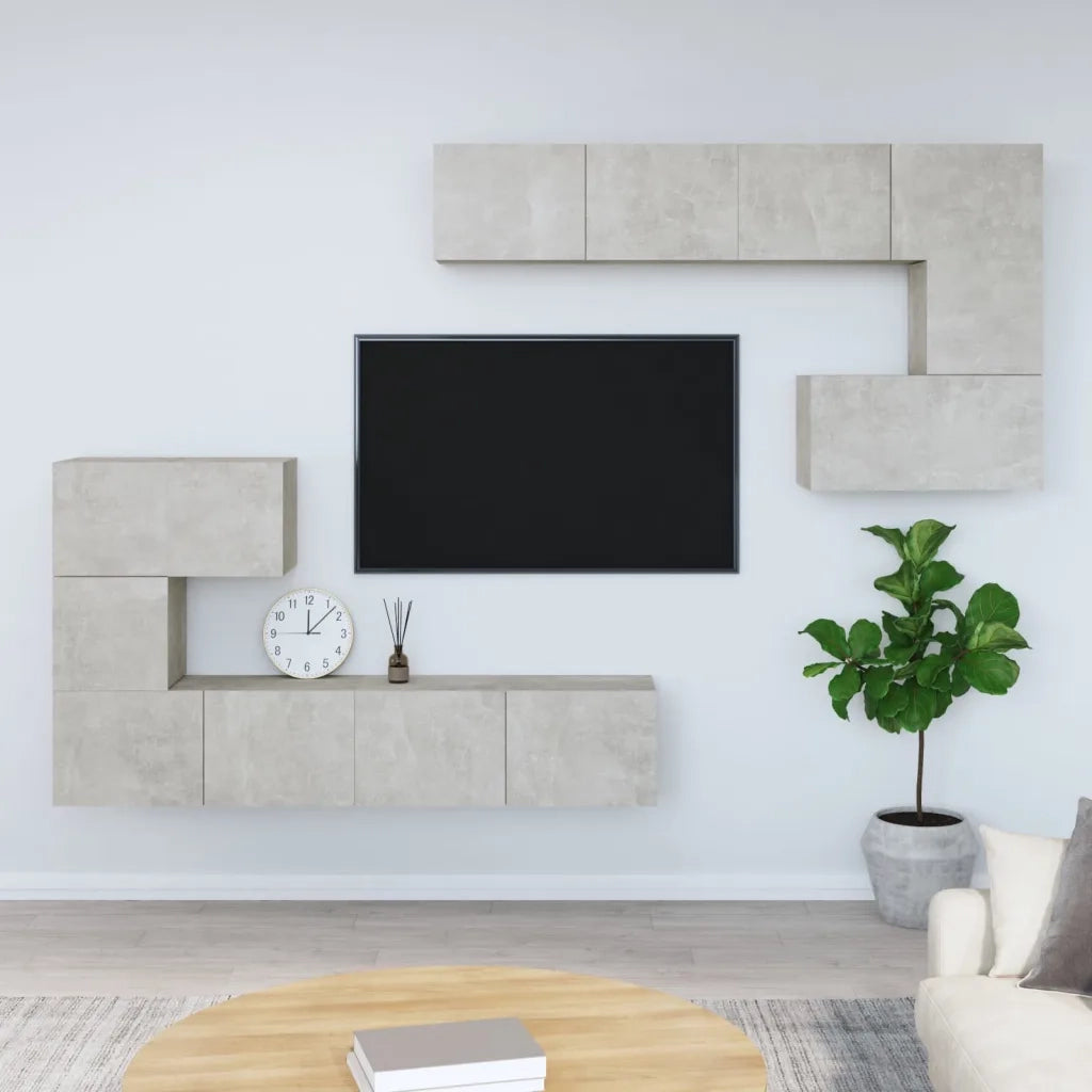 Mobile Porta TV a Parete Grigio Cemento in Legno Multistrato 3114585