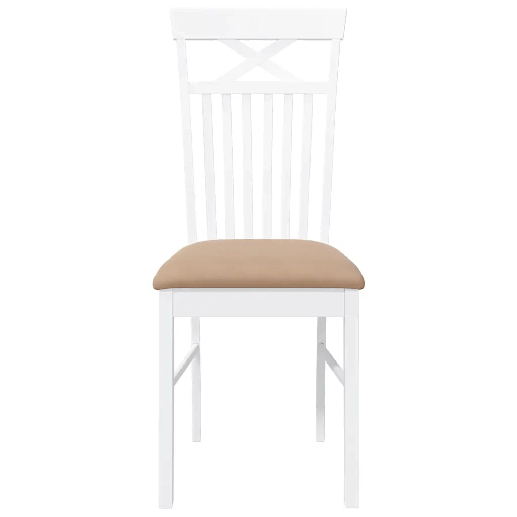 Sedie da Pranzo con Cuscini 2 pz Bianco Legno Massello di Hevea