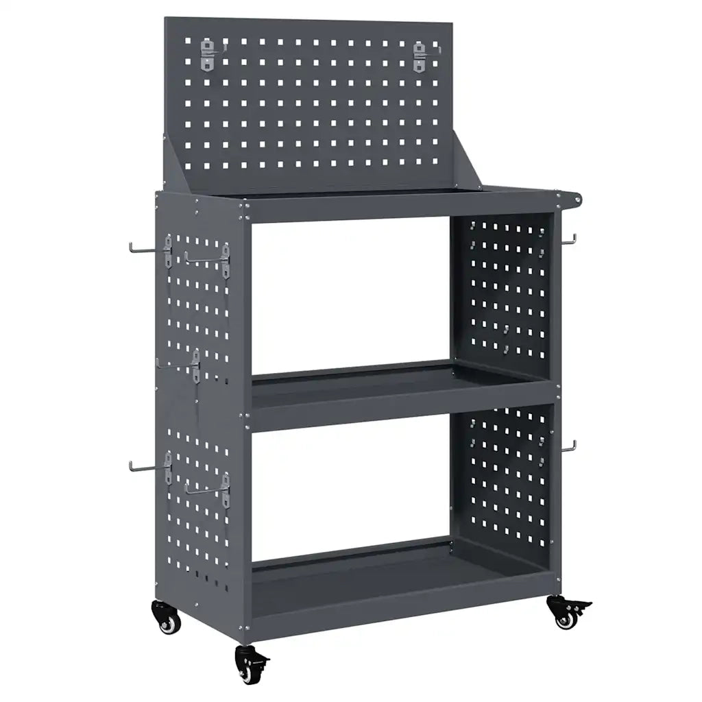 vidaXL Carrello per Attrezzi con ruota Antracite 65 x 35 x 111 cm