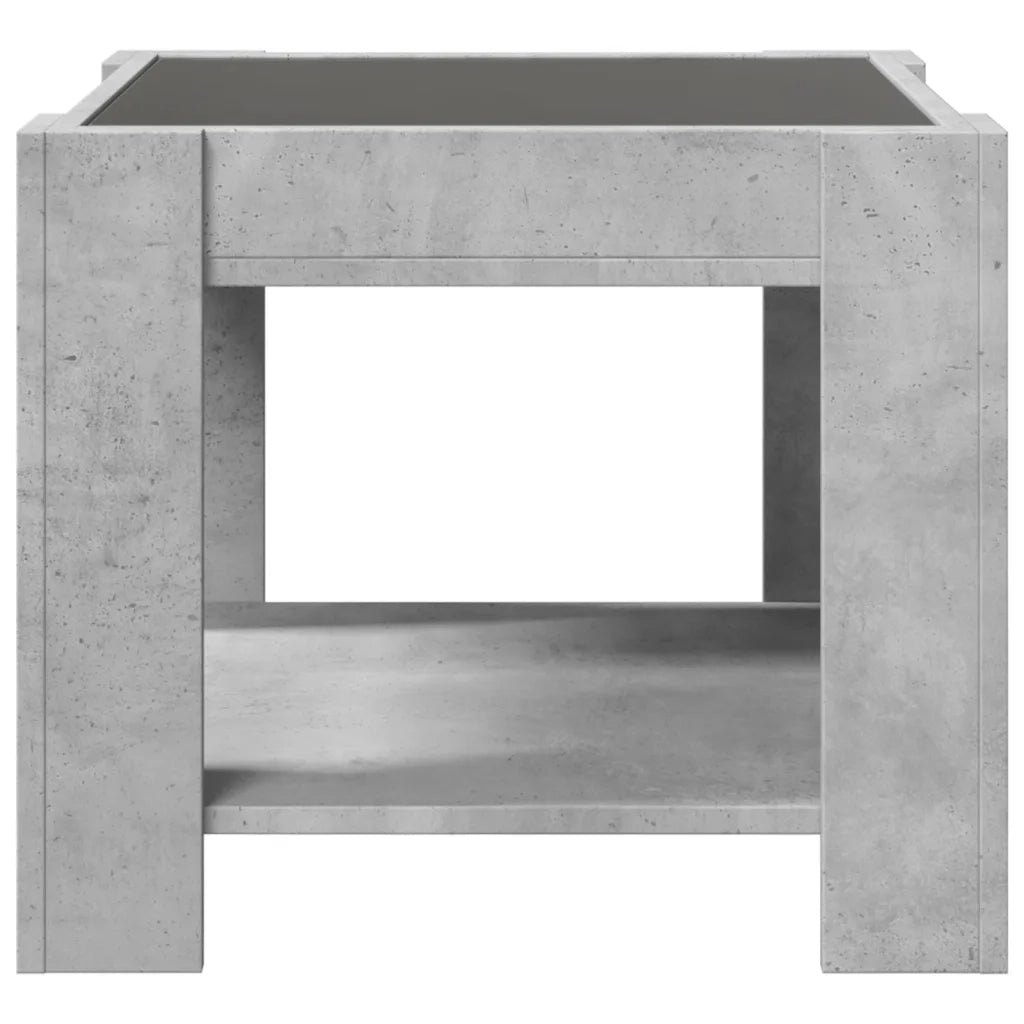 vidaXL Tavolino Salotto con LED Grigio Cemento 53x53x45 cm Multistrato