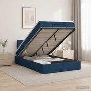 Letto ottomano con materasso Blu 120 x 200 cm Tessuto 3457569