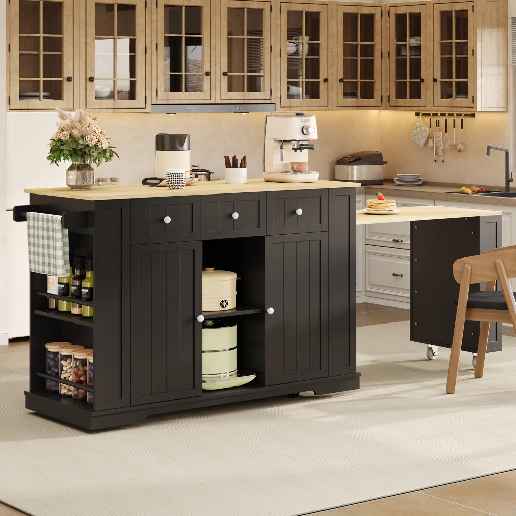 ISOLA DA CUCINA ESTENSIBILE 138(213) x 55 x 93 cm MDF Nero/Naturale