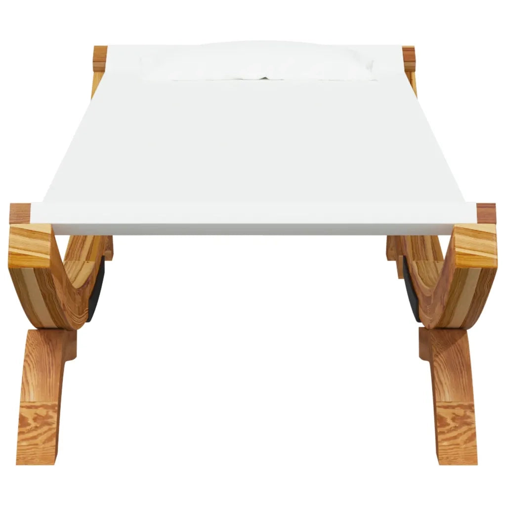 Lettino Prendisole 100x188,5x44 cm in Legno Curvato Crema 313947