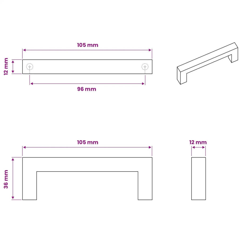 Maniglia per Mobili 530 pz Nero 105 x 12 x 36 mm Ferro CFW2949436