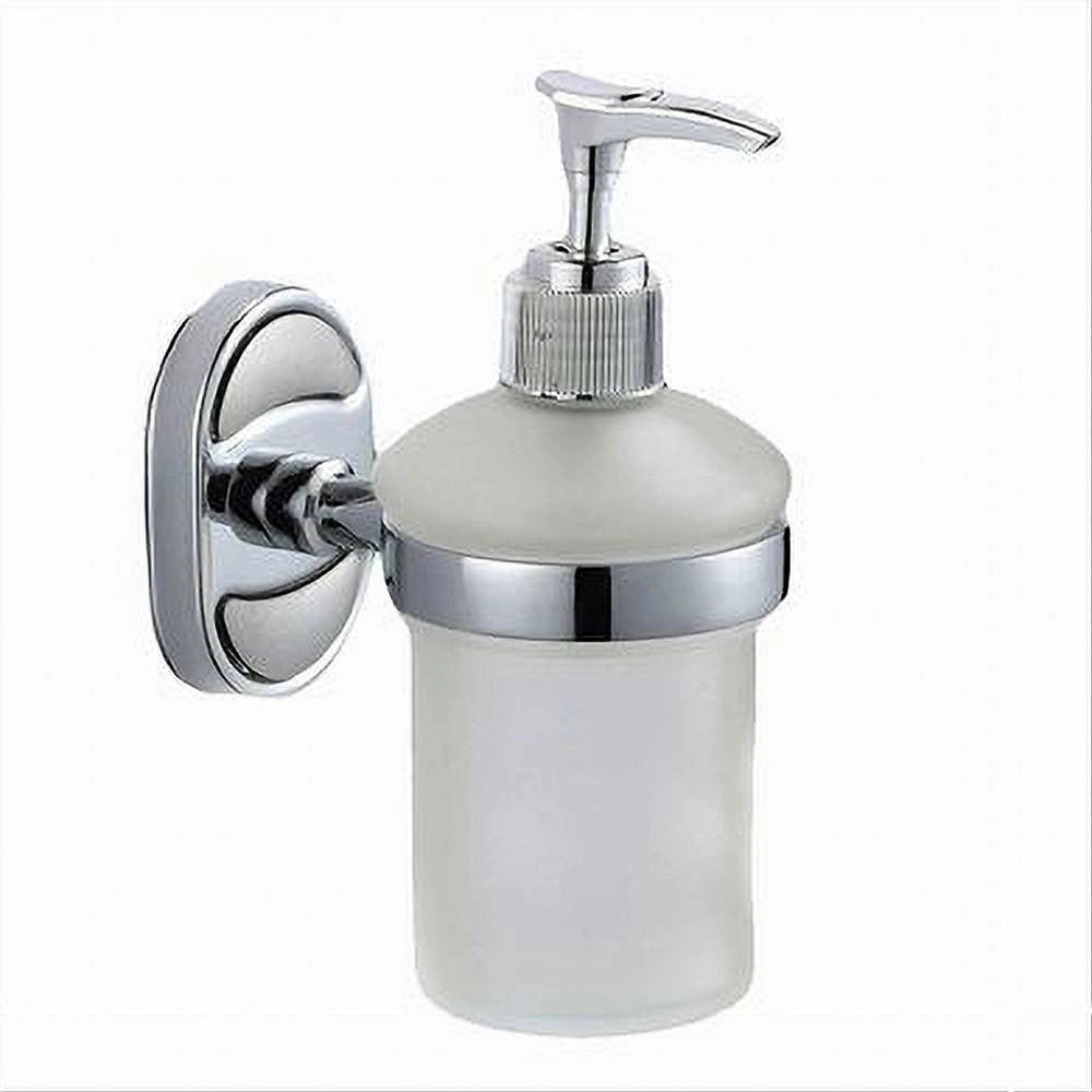 Trade Shop - Dispenser Porta Sapone Liquido Vetro Satinato Fissaggio Parete Bagno Ovale 52011 -