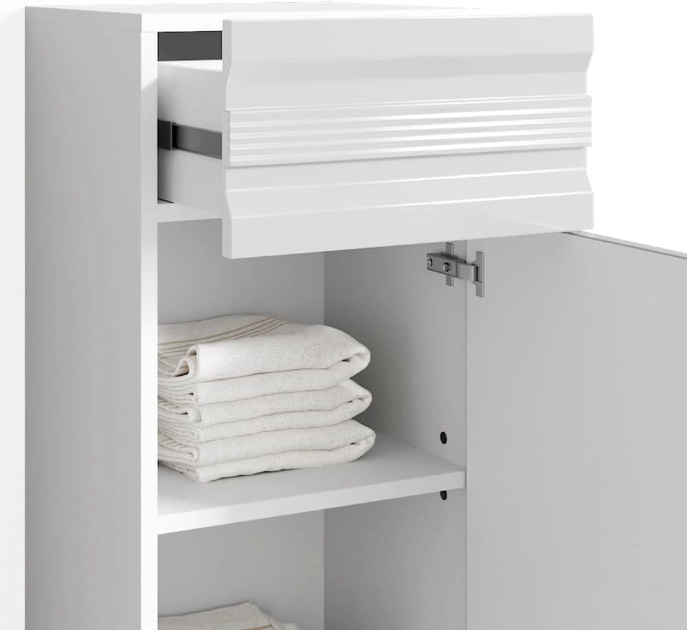 Mobiletto bagno Fredd, Bianco lucido, 36.4 x 79 cm, a parete con due ripiani interni regolabili