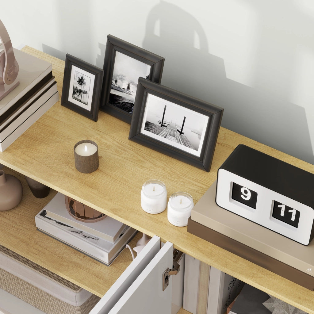 Credenza 2 Ante con Chiusura Ammortizzata 140x40x75 cm Bianco Lucido