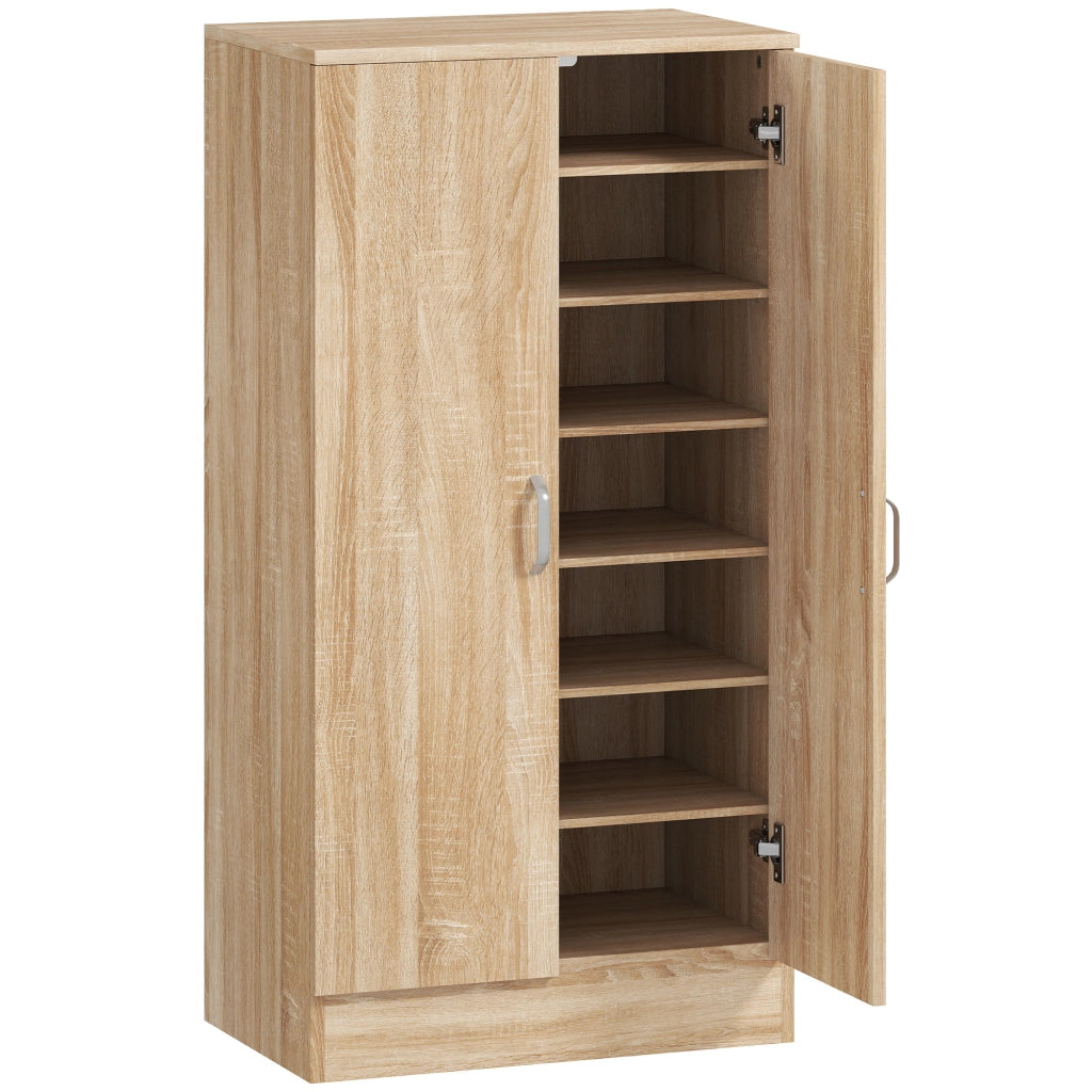 Armadio per scarpe con 6 ripiani regolabili ¨C Minimal ¨C 2 ante, chiusura morbida, legno naturale