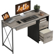 Scrivania Computer con Cassetti e Ripiano Tastiera ¨C Zephmum ¨C Grigio 120x50x