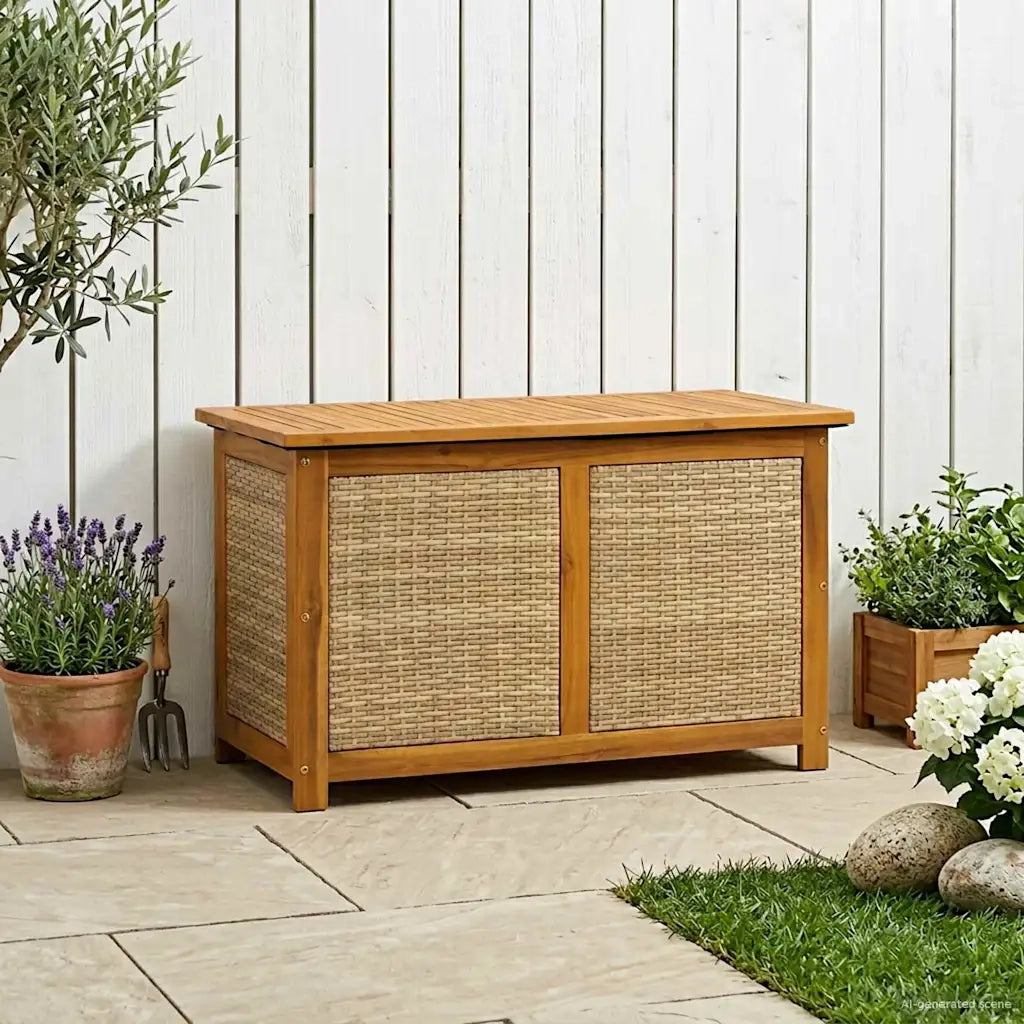 Scatola di Stoccaggio per Giardino 185 L 90 x 50 x 56 cm Beige 42002719