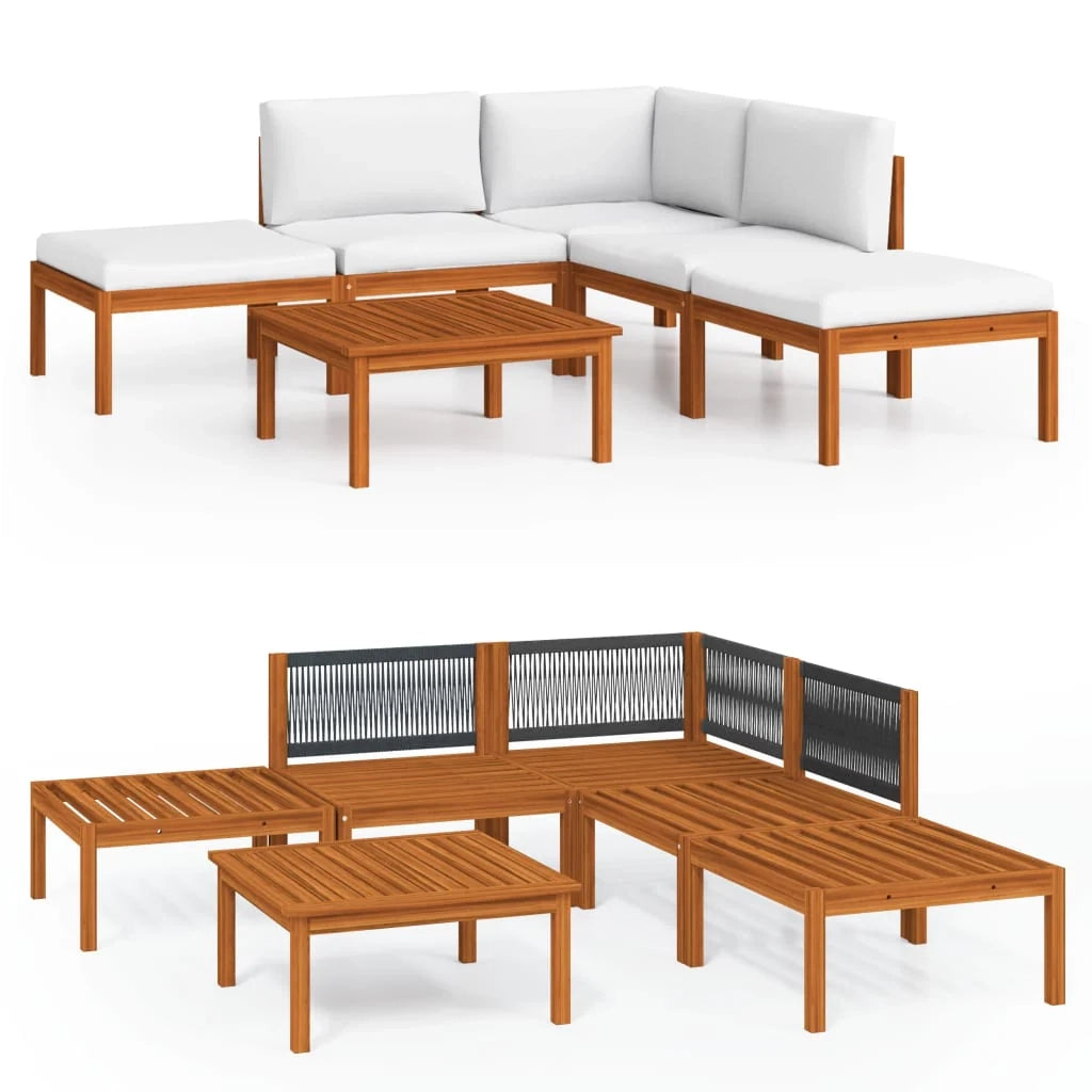 Set di mobili da giardino mobili da esterno 6 pezzi con cuscini crema legno massello di acacia 02_0016748