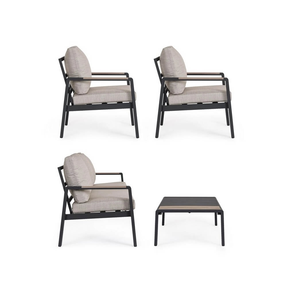 Set da 4 pezzi salotto da esterno in alluminio con cuscini - NOLIRA