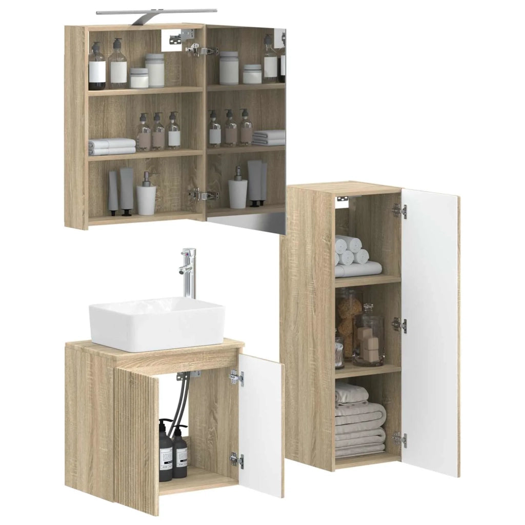 Set di mobili per il bagno 4 pcs Rovere Sonoma 3407433