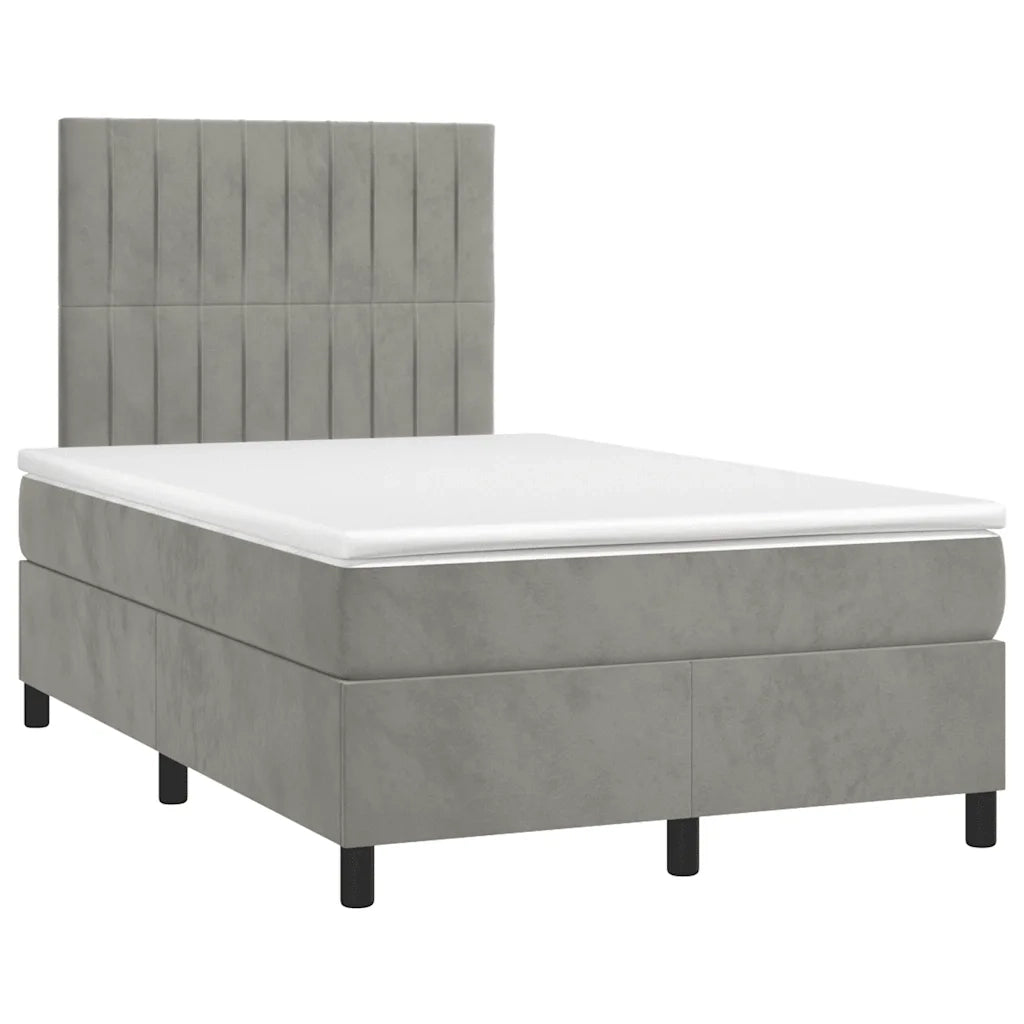 Letto a Molle Materasso e LED Grigio Chiaro 120x190 cm Vellutocod mxl 115799