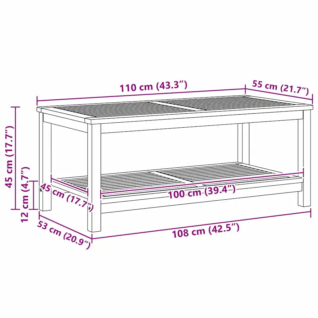 Tavolo laterale Olio Naturale 110 x 55 x 45 cm 4108105