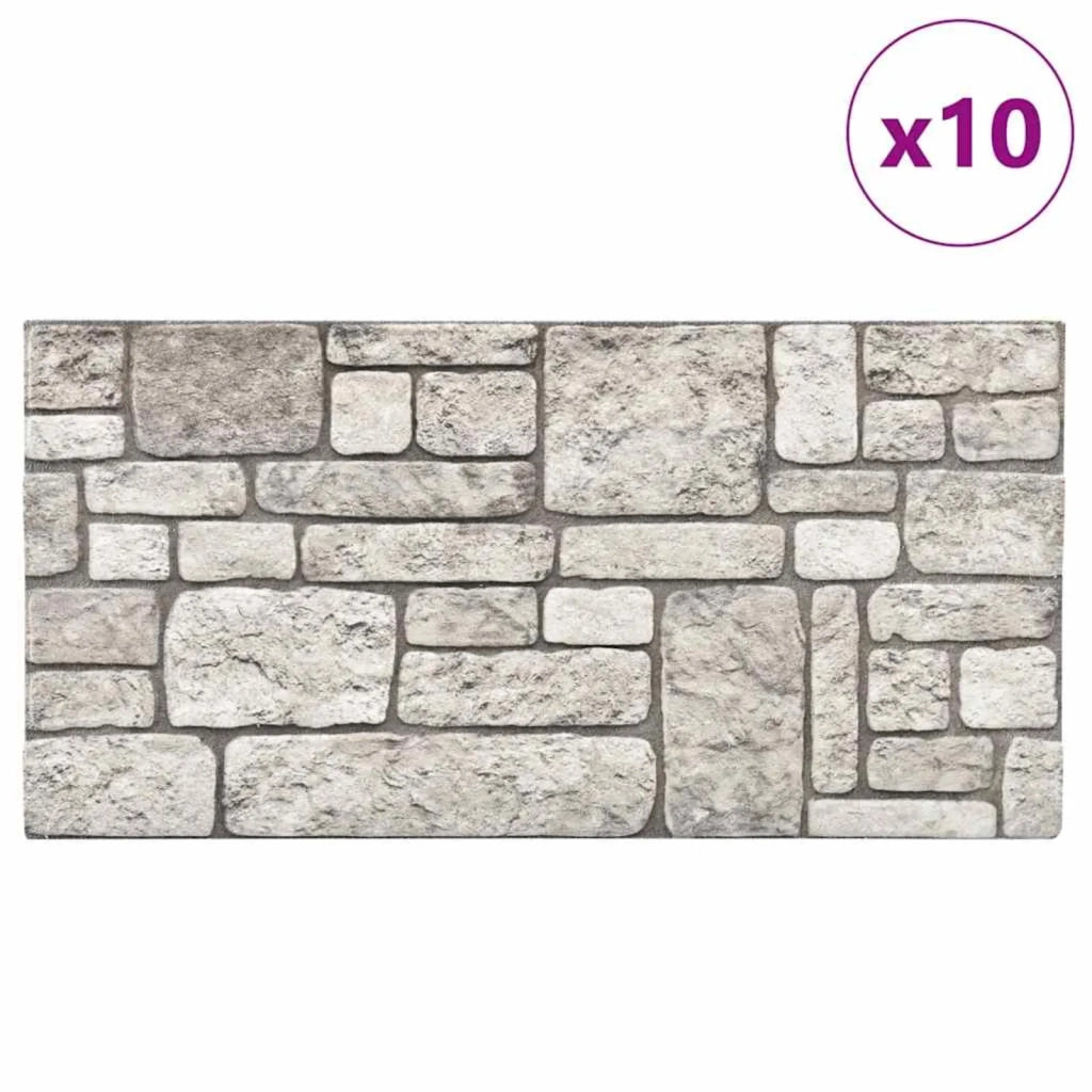 Pannelli da parete 10 pcs Grigio 100 x 50 cm Schiuma EPS