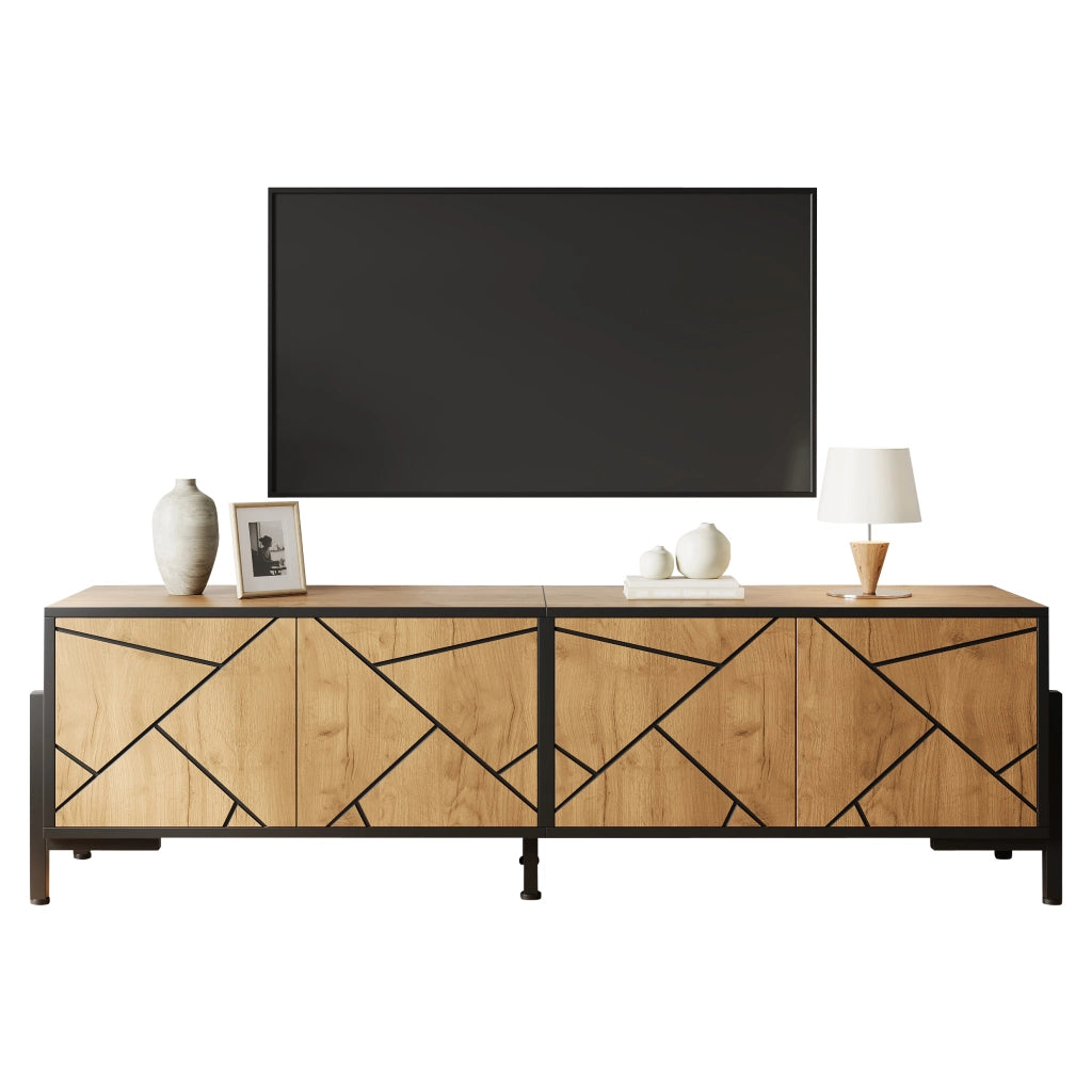 Mobile TV con 4 ante e 4 vani; per soggiorno; in MDF; 153 x 40 x 50 cm; natural wood