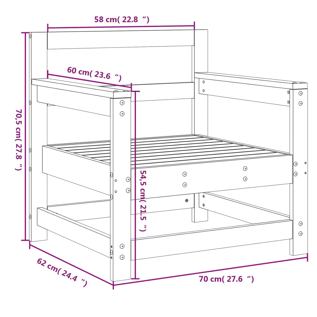Sedia da patio-Sedie da Giardino 2pz Grigie in Legno Massello Pino 998927
