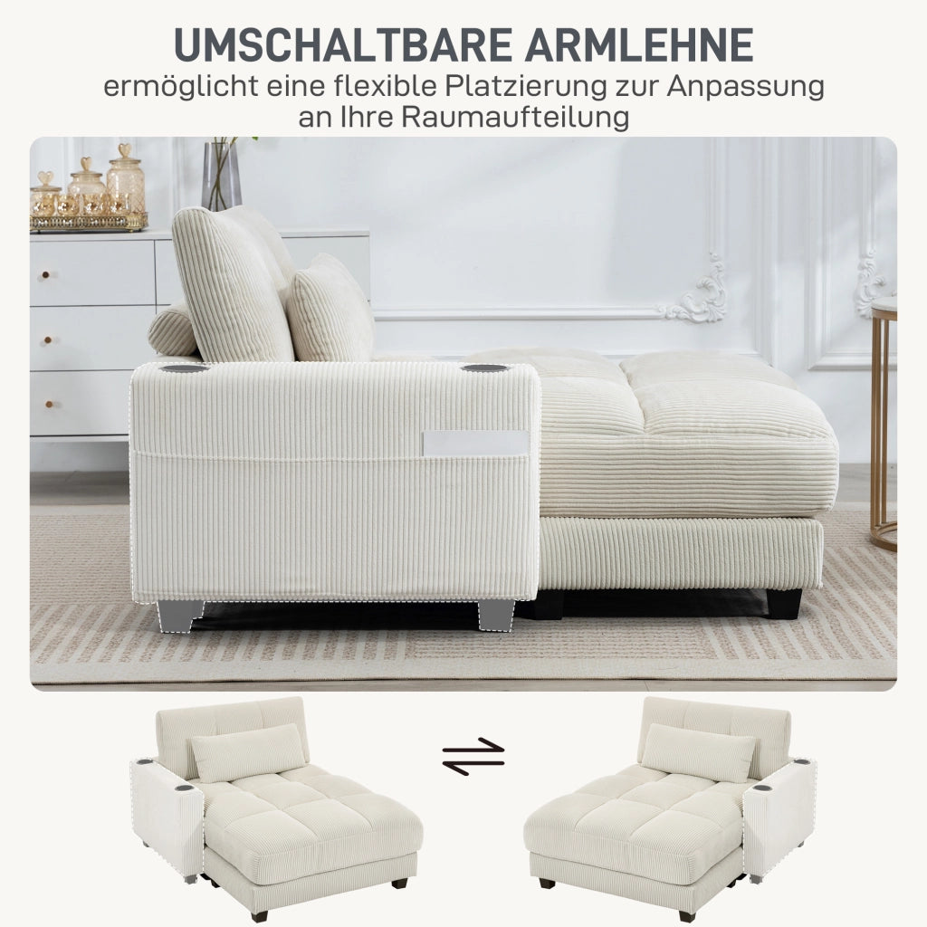 Divano letto imbottito con cuscini ¨C Minimal ¨C crema bianco