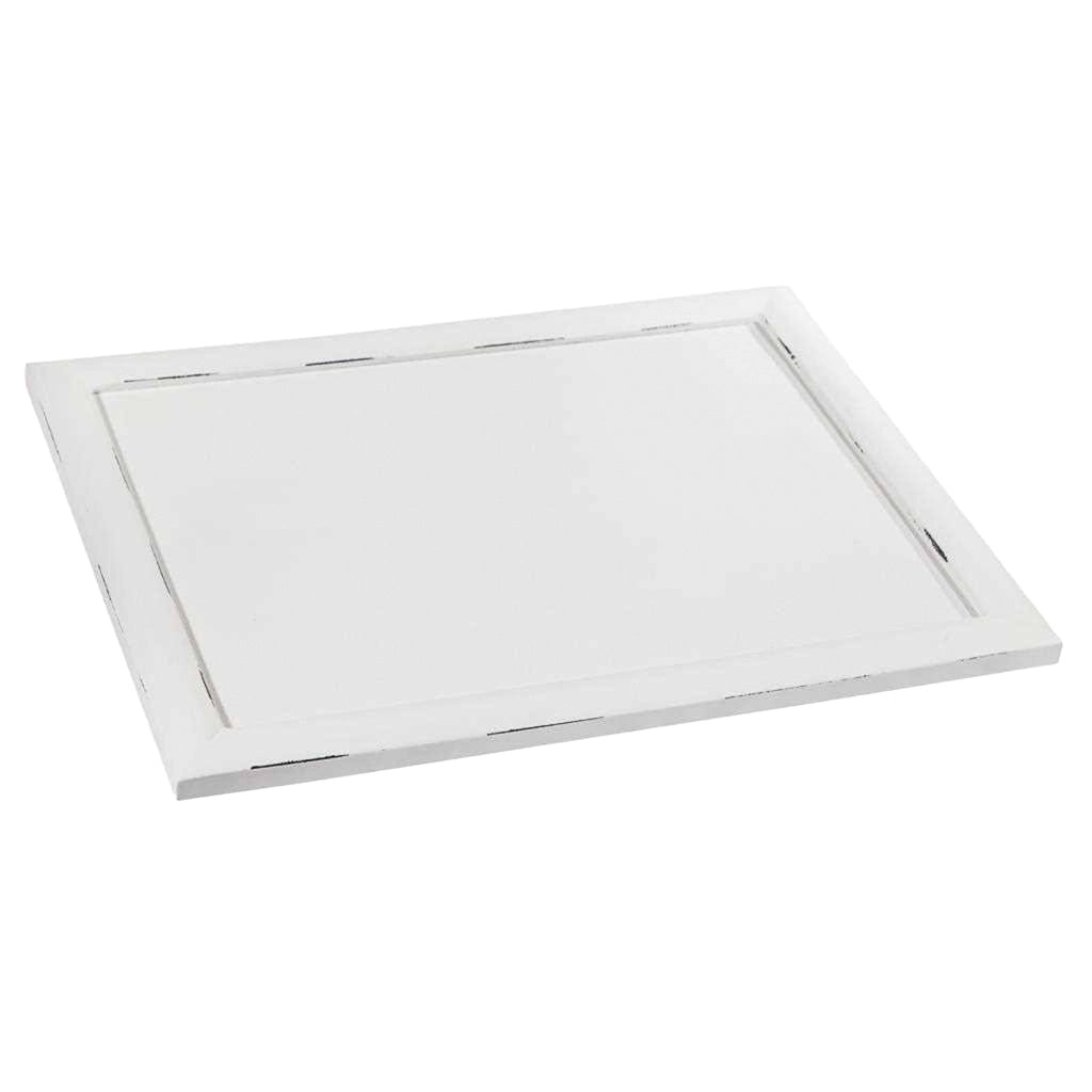 Vassoio in legno laccato bianco 43x33x5,5h