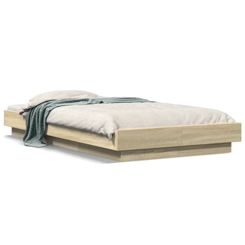 Giroletto Luci LED-Struttura Letto con LED Rovere Sonoma 100x200cm in Legno Multistrato 968764