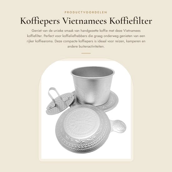 Macchina per caffè portatile - Filtro per caffè del Vietnam - Bicchiere filtro in alluminio - Compatta per viaggi - Caffè più sano - Aroma più ricco