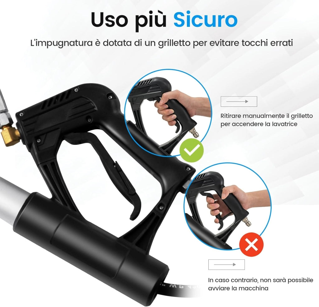 550 cm Kit di Prolunga per Idropulitrici, Lancia Telescopica per Idropulitrice con 5 Ugelli 2 Adattatori Accoppiatore Girevole e Imbracatura di Supporto, 4000PSI