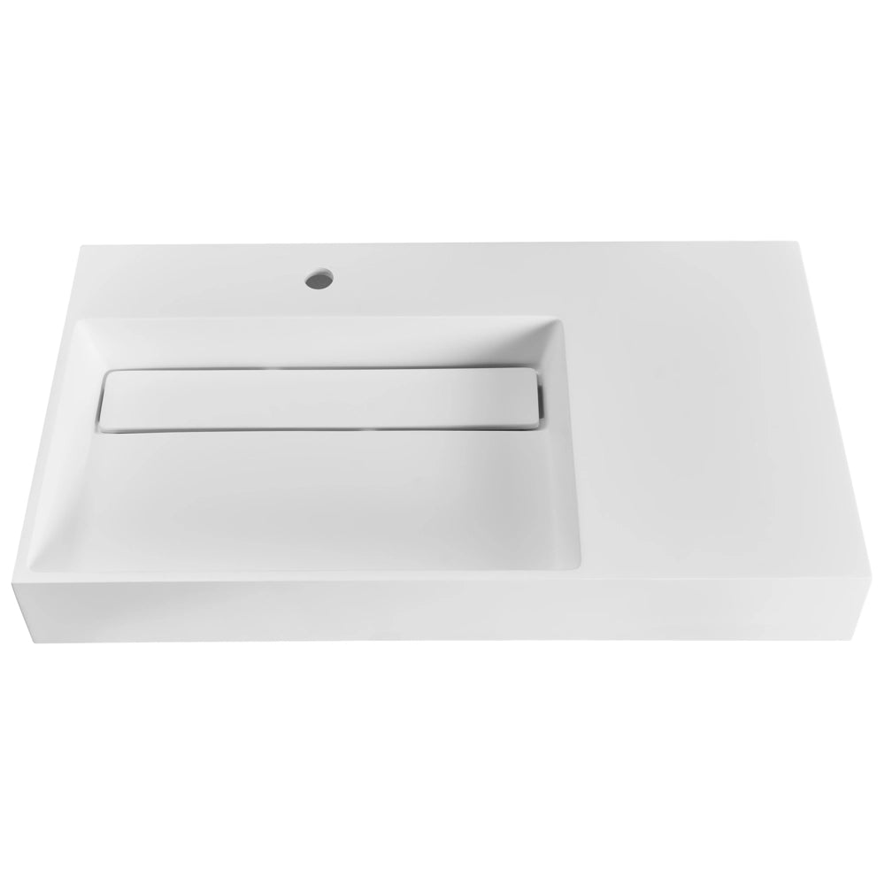 Lavabo bagno rettangolare in ceramica bianco 90 x 48 cm Lavello da bagno rettangolare