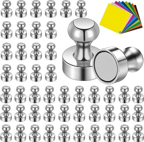 50 Magnetici Neodymium da 12 x 16 mm, forti, mini magneti per frigorifero, pegboard, bacheca da attacchi, lavagna bianca, A4, foto